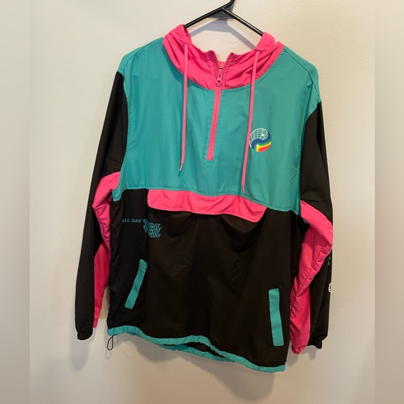 Brooklyn Windbreaker Pullover Good Vibes Black Multicolor Size Large - Picture 2 of 12